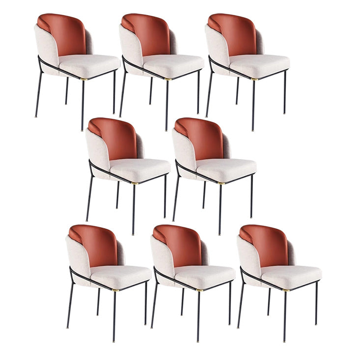 Upholstered Dining Chairs Contemporary Armless Chairs with Metal Base