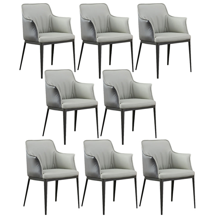 Upholstered Dining Chairs Faux Leather Arm Chairs with Metal Base
