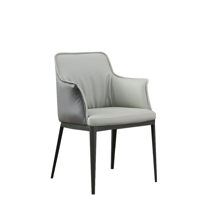 Upholstered Dining Chairs Faux Leather Arm Chairs with Metal Base