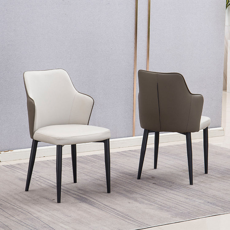 Faux Leather Dining Chairs Wingback Side Chair with Metal Legs