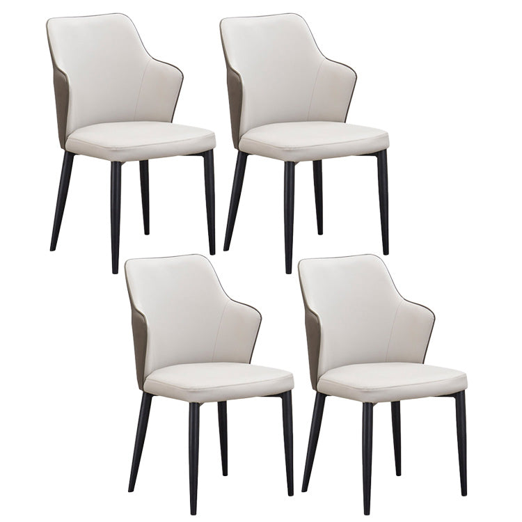 Faux Leather Dining Chairs Wingback Side Chair with Metal Legs