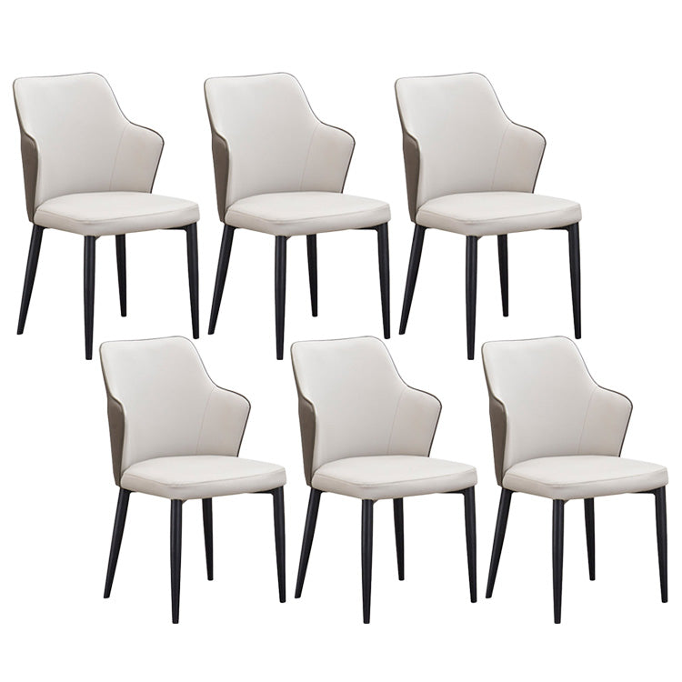 Faux Leather Dining Chairs Wingback Side Chair with Metal Legs