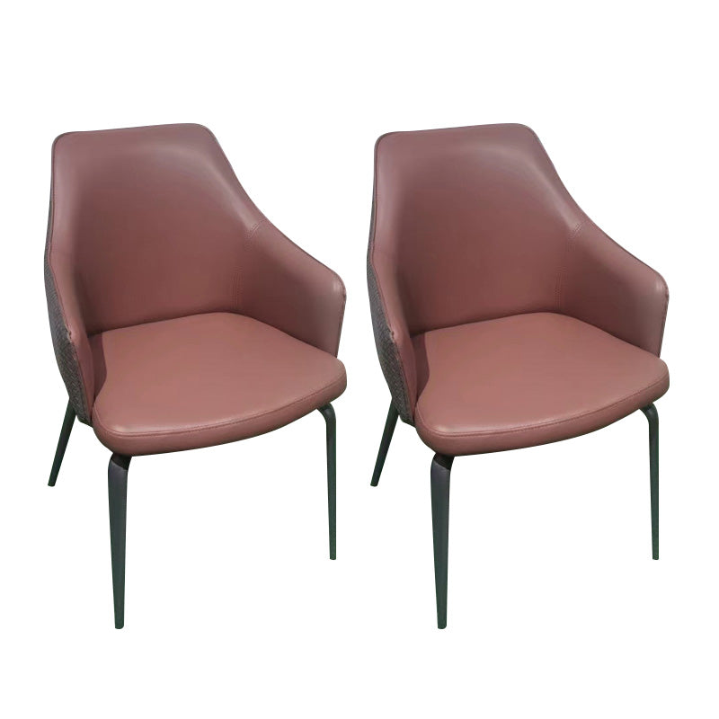 Faux Leather Dining Chairs Upholstered Arm Chairs with Metal Base