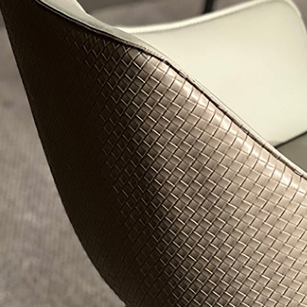 Faux Leather Dining Chairs Upholstered Arm Chairs with Metal Base