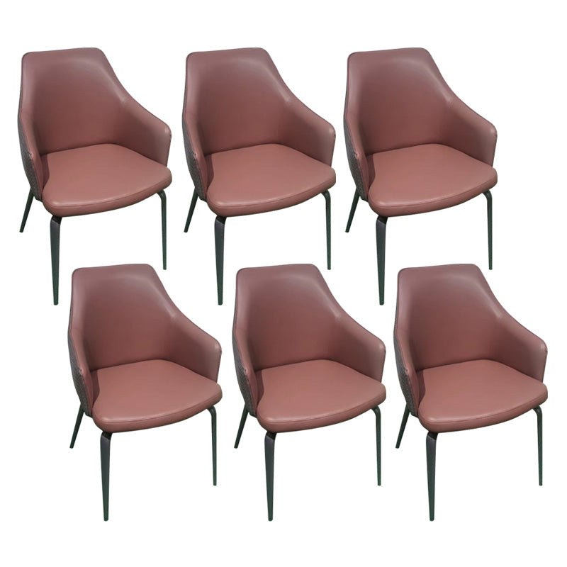 Faux Leather Dining Chairs Upholstered Arm Chairs with Metal Base
