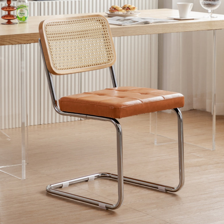 Industrial Side Chair Low Back Leather Dining Chair for Home