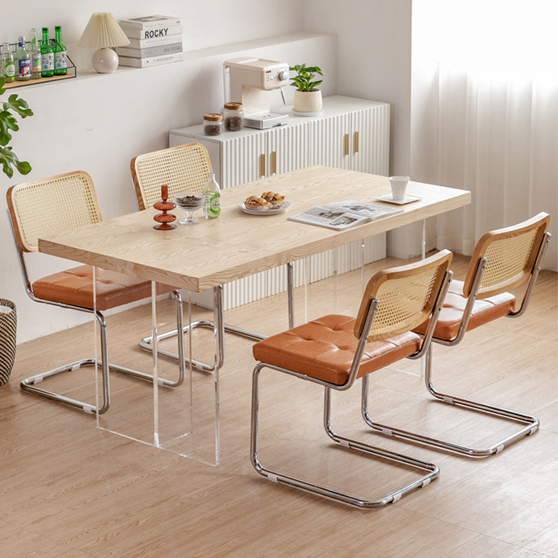 Industrial Side Chair Low Back Leather Dining Chair for Home