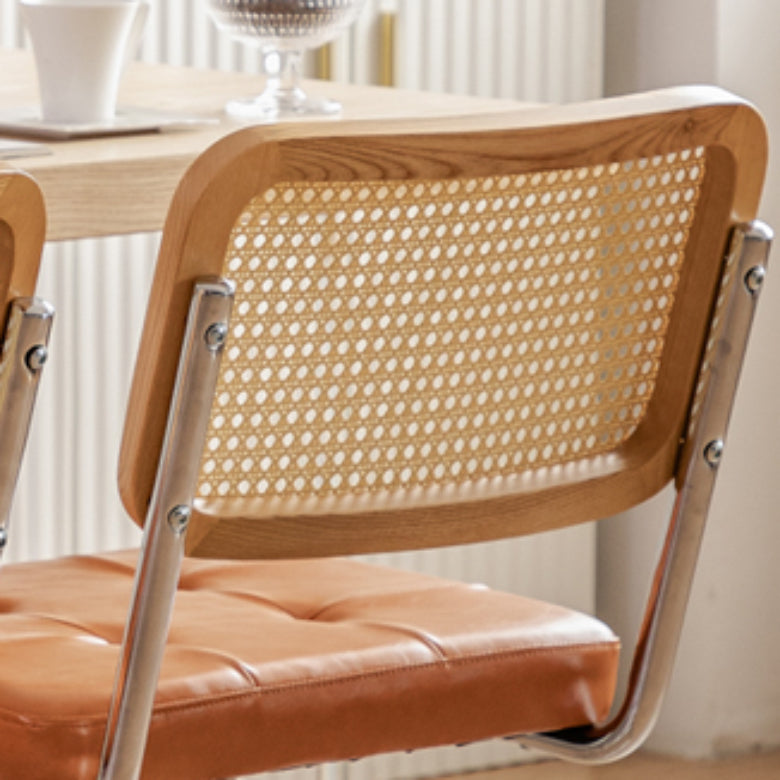 Industrial Side Chair Low Back Leather Dining Chair for Home