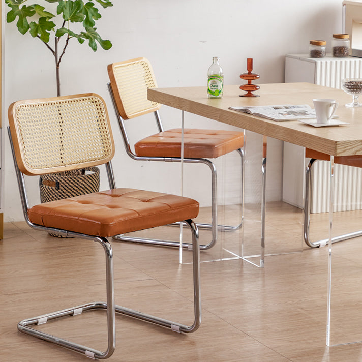 Industrial Side Chair Low Back Leather Dining Chair for Home