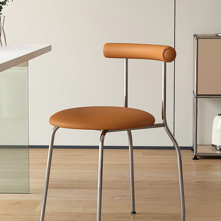 Modern Leather Side Chair Open Back Indoor Dining Chair for Home