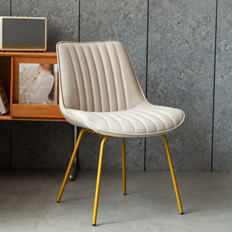 Glam Style Side Chair Faux Leather Gold Frame Dining Chair for Home