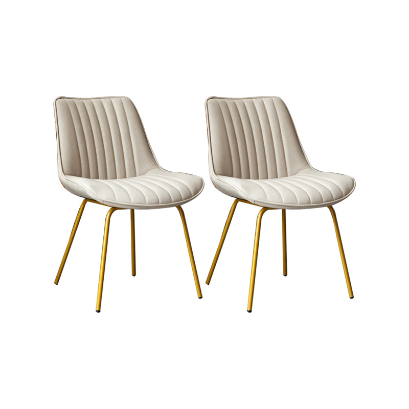 Glam Style Side Chair Faux Leather Gold Frame Dining Chair for Home