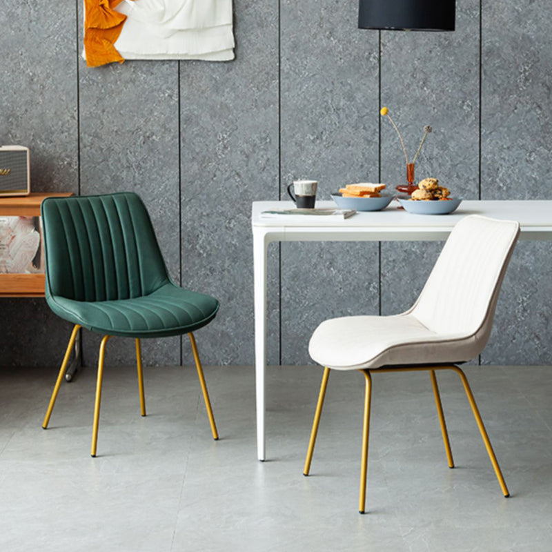 Glam Style Side Chair Faux Leather Gold Frame Dining Chair for Home