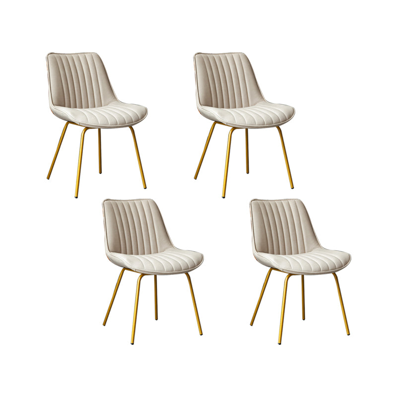 Glam Style Side Chair Faux Leather Gold Frame Dining Chair for Home