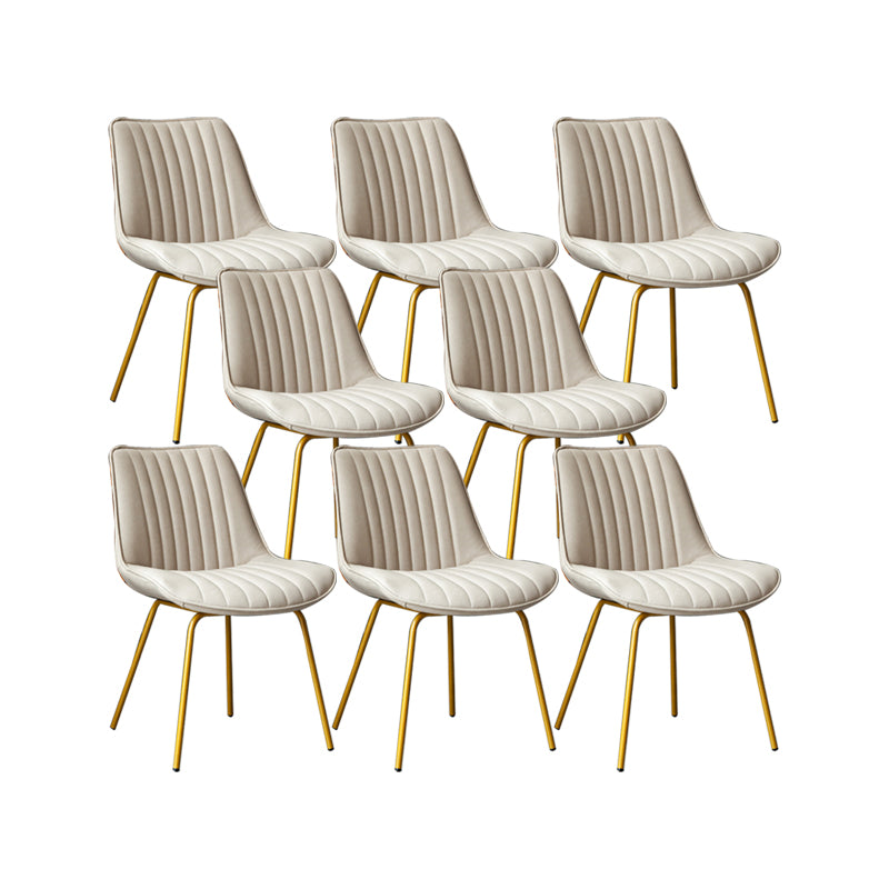 Glam Style Side Chair Faux Leather Gold Frame Dining Chair for Home