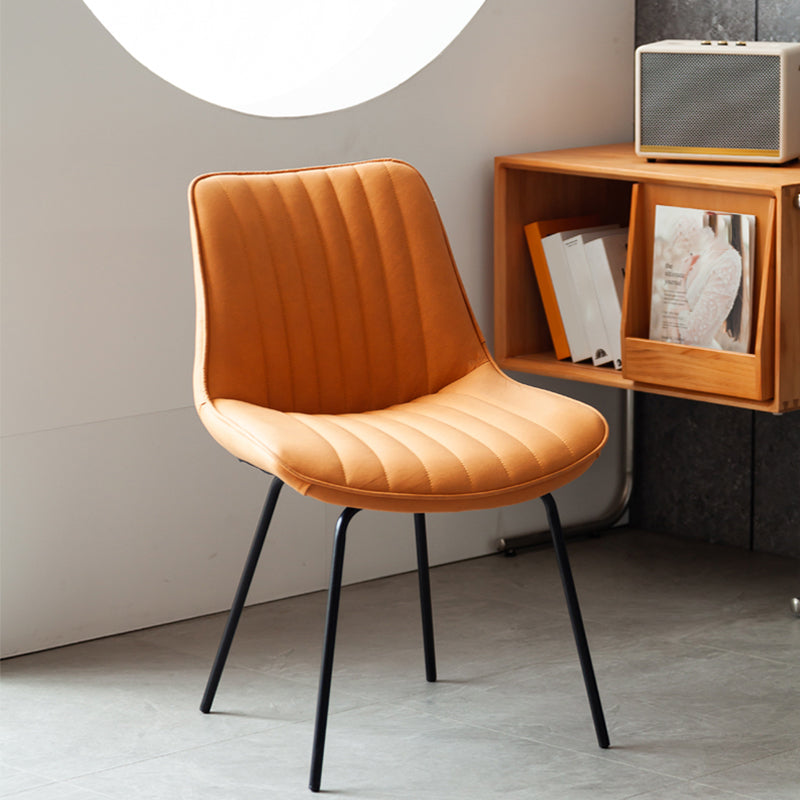 Glam Style Side Chair Faux Leather Gold Frame Dining Chair for Home