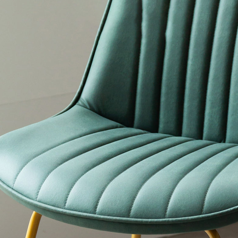 Glam Style Side Chair Faux Leather Gold Frame Dining Chair for Home