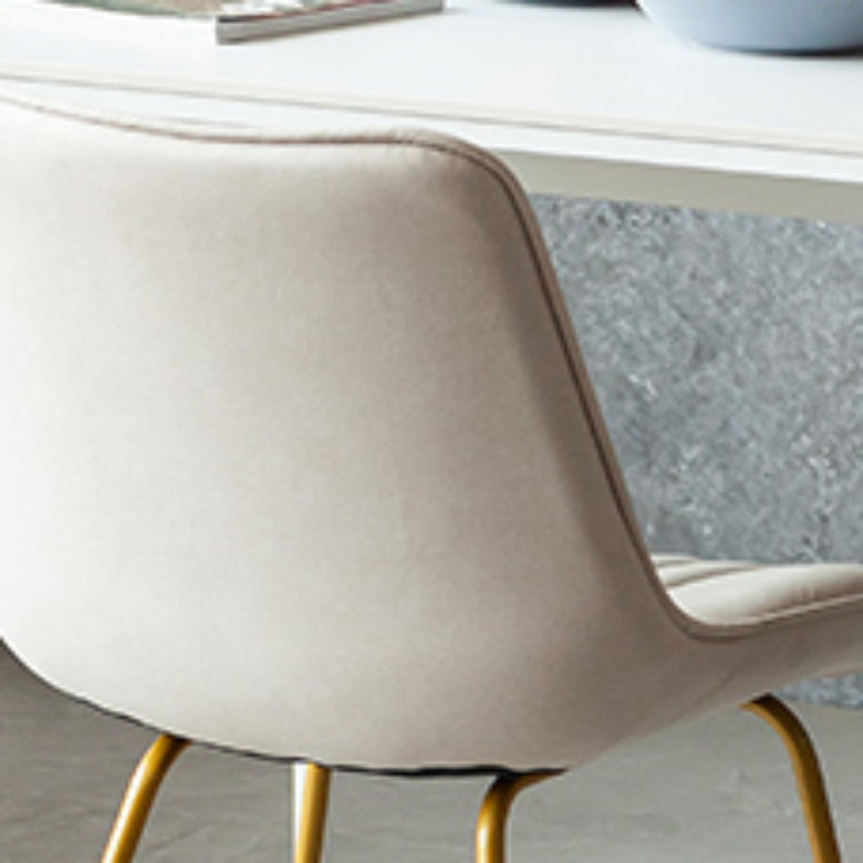 Glam Style Side Chair Faux Leather Gold Frame Dining Chair for Home