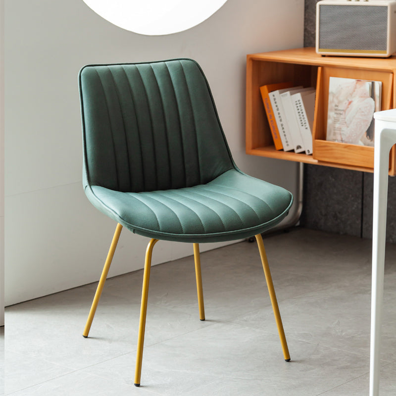 Glam Style Side Chair Faux Leather Gold Frame Dining Chair for Home