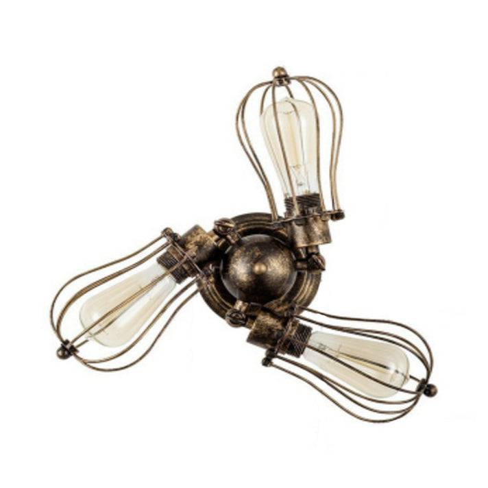 Bulb Shaped Iron Semi Flush Ceiling Light with Wire Guard Vintage Style 3/4/5 Lights Indoor Ceiling Light in Black/Silver