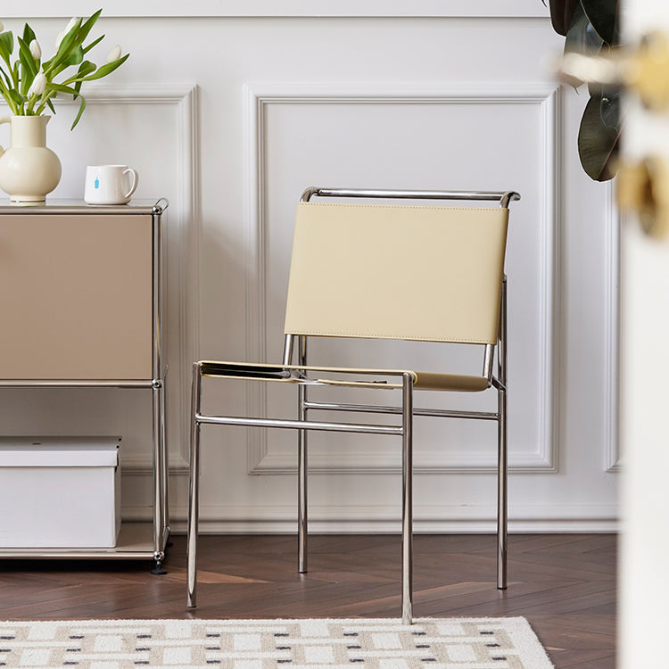 Modern Style Side Chair Faux Leather Open Back Dining Chair for Home