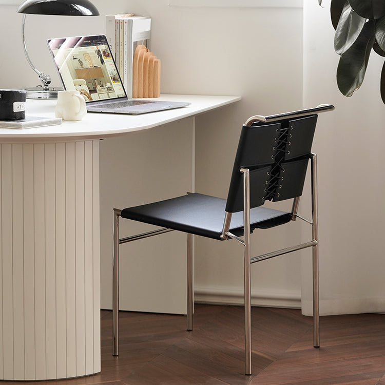 Modern Style Side Chair Faux Leather Open Back Dining Chair for Home