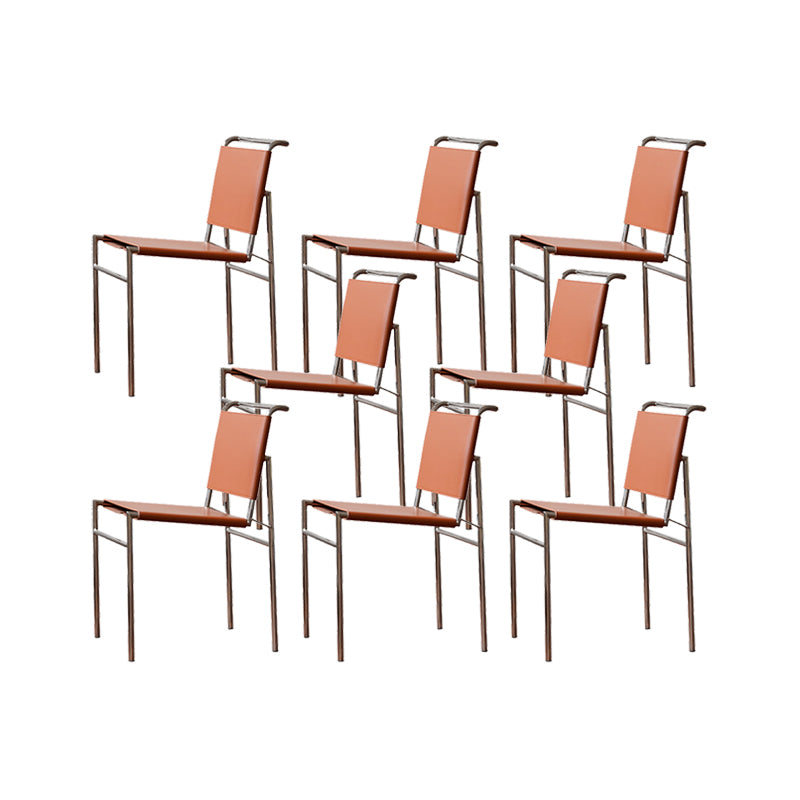 Modern Style Side Chair Faux Leather Open Back Dining Chair for Home