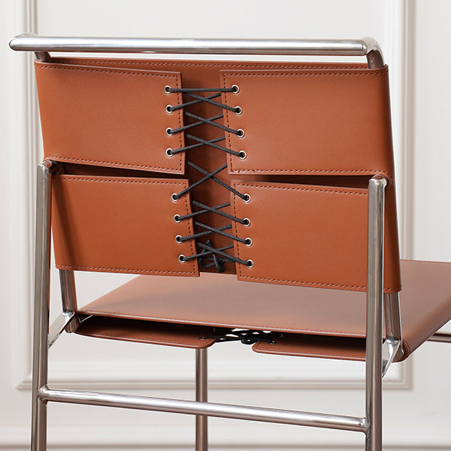 Modern Style Side Chair Faux Leather Open Back Dining Chair for Home