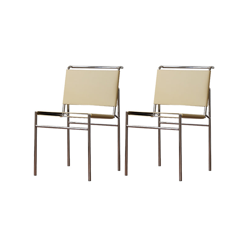 Modern Style Side Chair Faux Leather Open Back Dining Chair for Home