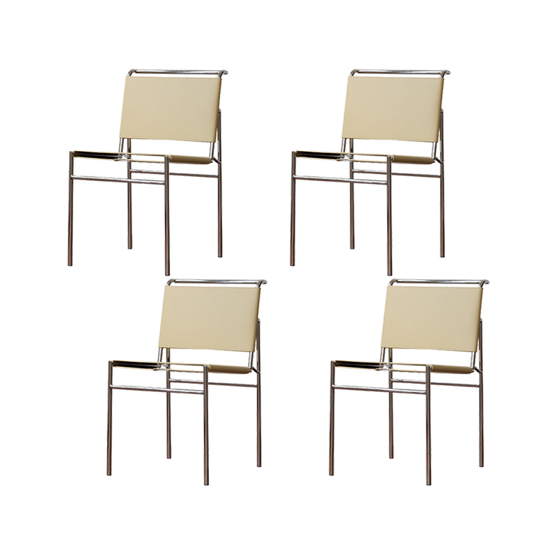 Modern Style Side Chair Faux Leather Open Back Dining Chair for Home