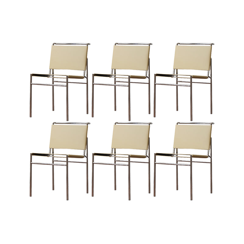 Modern Style Side Chair Faux Leather Open Back Dining Chair for Home