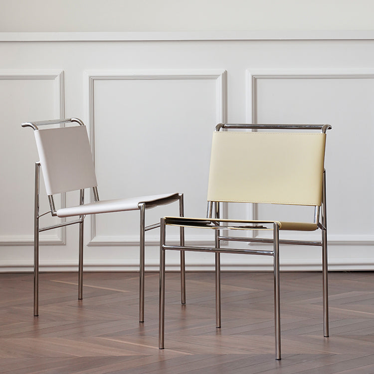 Modern Style Side Chair Faux Leather Open Back Dining Chair for Home