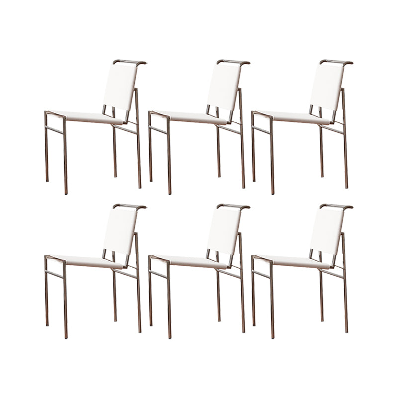 Modern Style Side Chair Faux Leather Open Back Dining Chair for Home