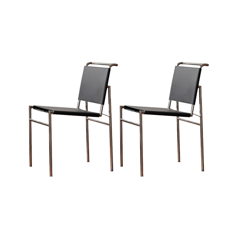 Modern Style Side Chair Faux Leather Open Back Dining Chair for Home