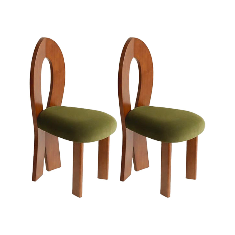 Modern Side Chair Velvet Wooden Base Dining Chair for Living Room