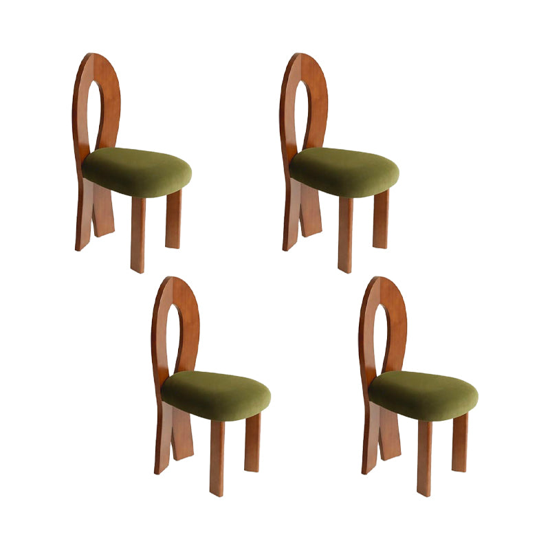 Modern Side Chair Velvet Wooden Base Dining Chair for Living Room