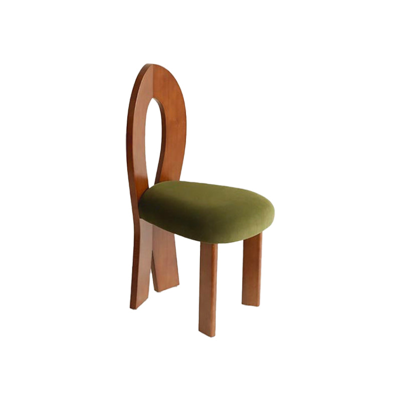 Modern Side Chair Velvet Wooden Base Dining Chair for Living Room