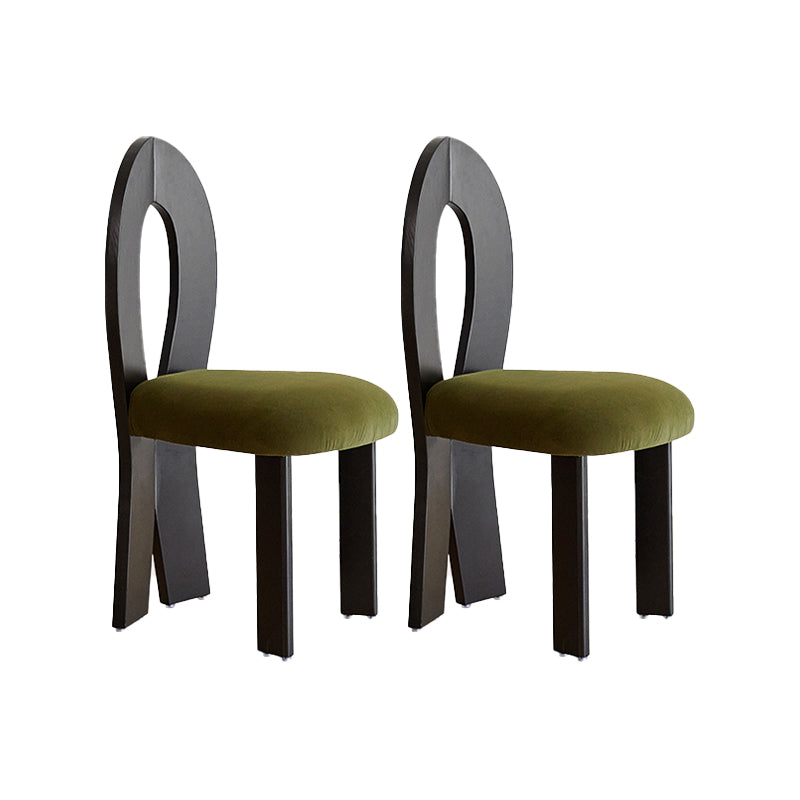Modern Side Chair Velvet Wooden Base Dining Chair for Living Room