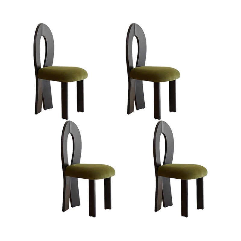 Modern Side Chair Velvet Wooden Base Dining Chair for Living Room