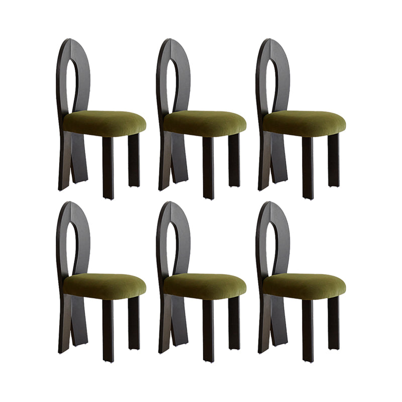 Modern Side Chair Velvet Wooden Base Dining Chair for Living Room