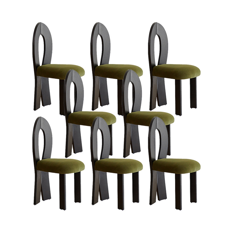 Modern Side Chair Velvet Wooden Base Dining Chair for Living Room