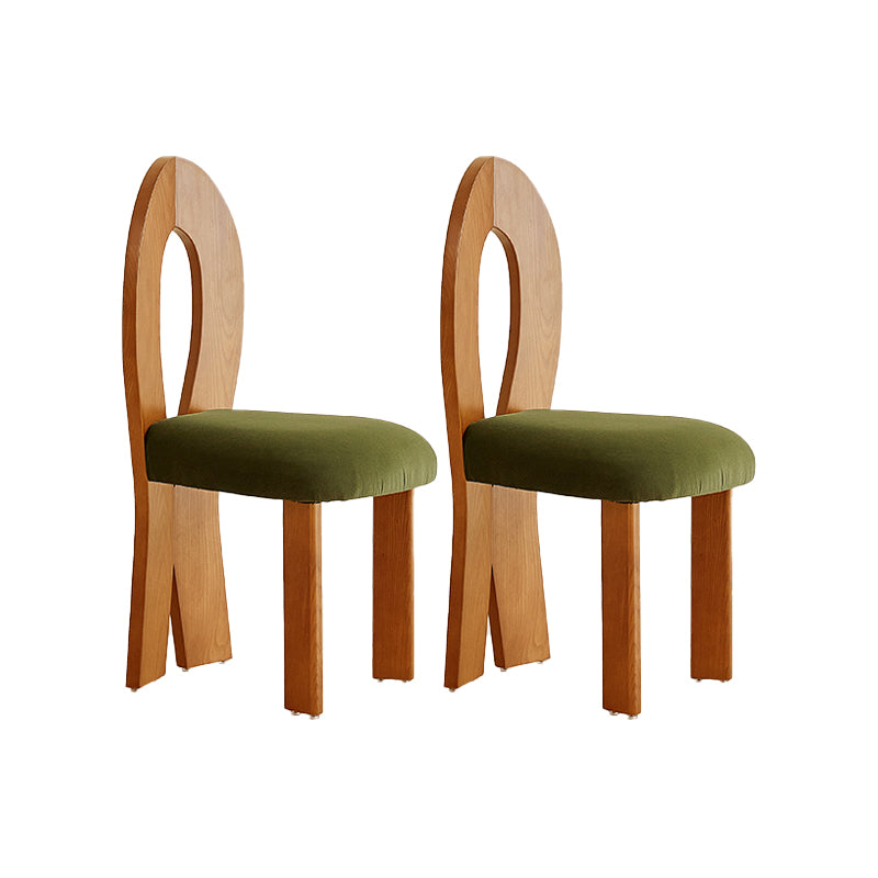 Modern Side Chair Velvet Wooden Base Dining Chair for Living Room