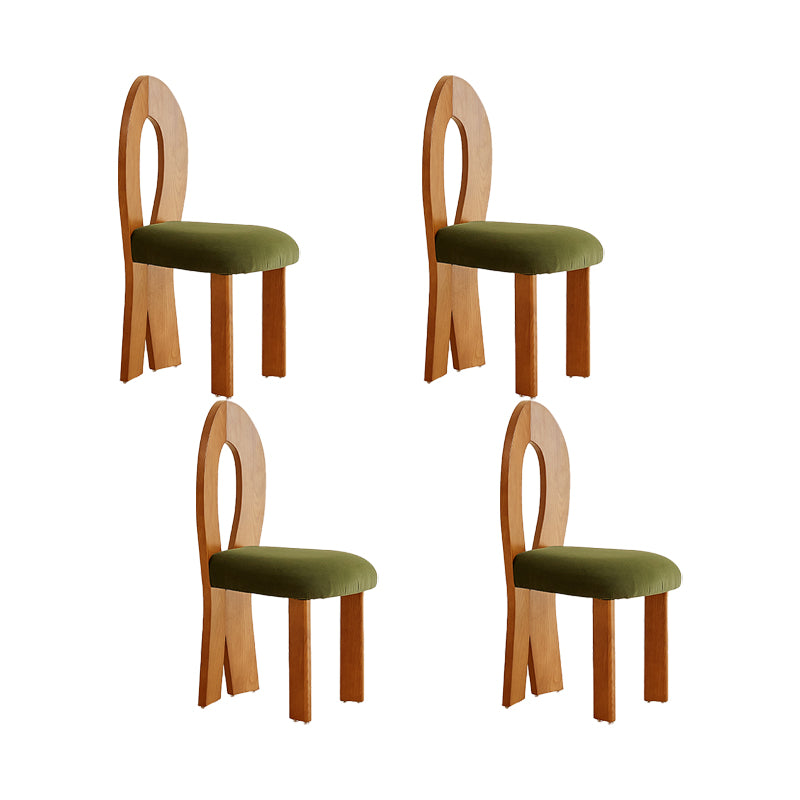 Modern Side Chair Velvet Wooden Base Dining Chair for Living Room
