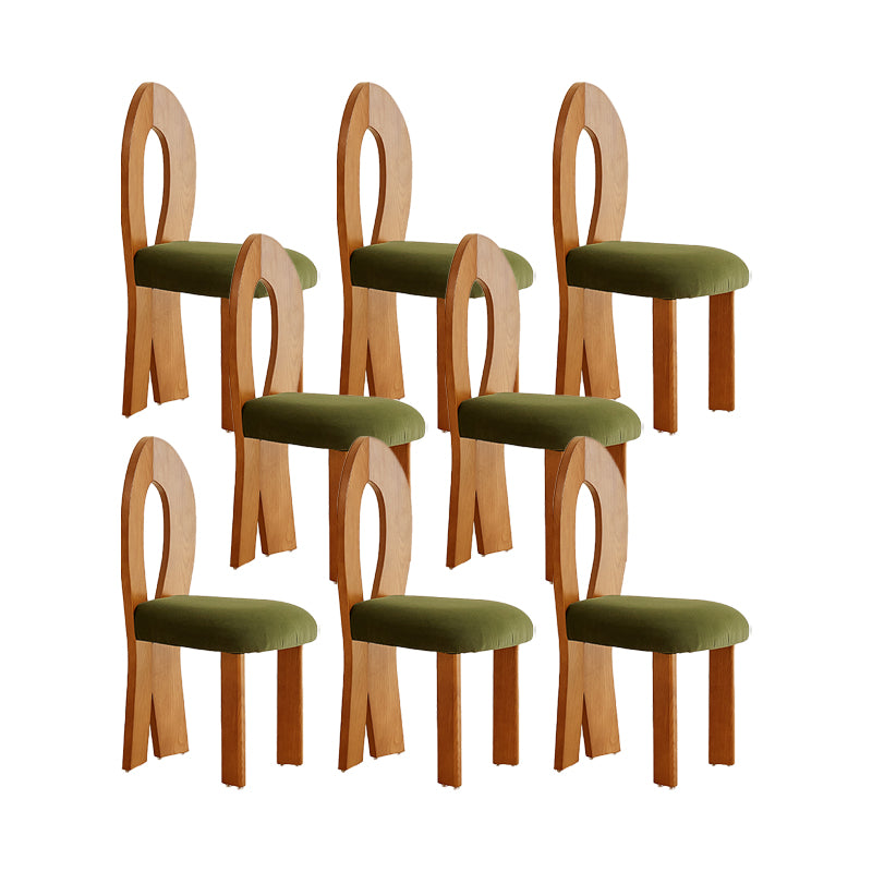 Modern Side Chair Velvet Wooden Base Dining Chair for Living Room