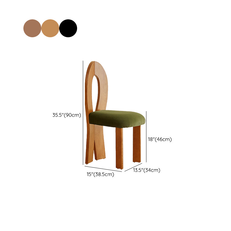 Modern Side Chair Velvet Wooden Base Dining Chair for Living Room