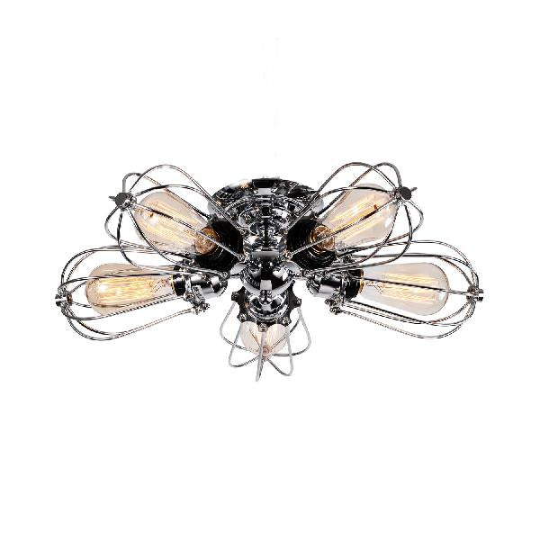 Bulb Shaped Iron Semi Flush Ceiling Light with Wire Guard Vintage Style 3/4/5 Lights Indoor Ceiling Light in Black/Silver