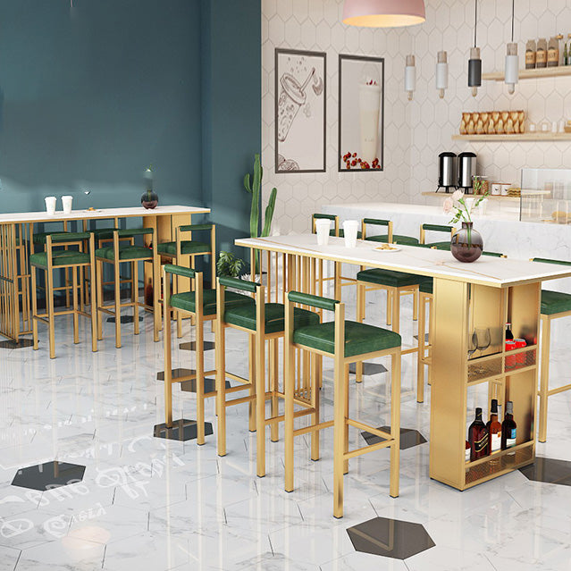 Industrial Rectangle Bar Height Table Double Pedestal Bar Table with Storage