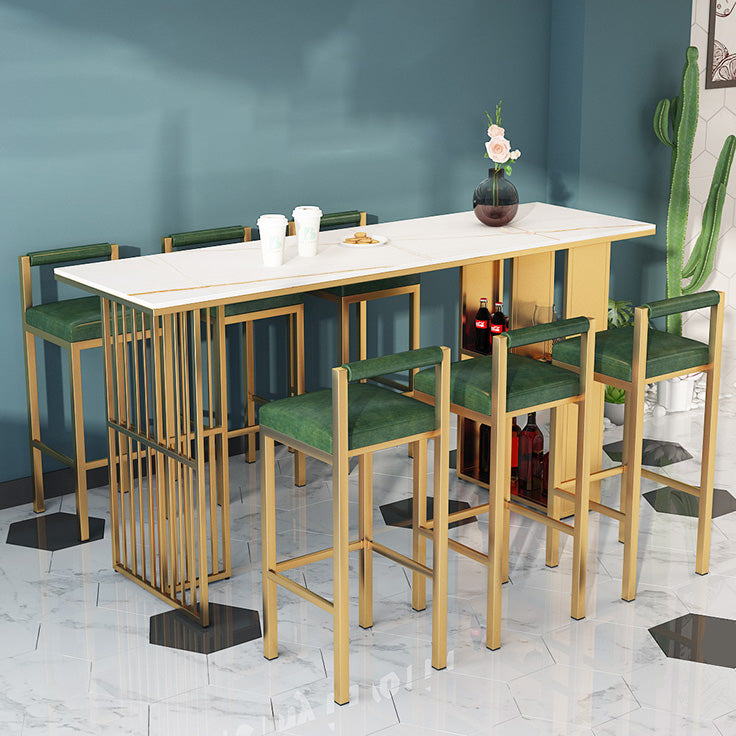 Industrial Rectangle Bar Height Table Double Pedestal Bar Table with Storage