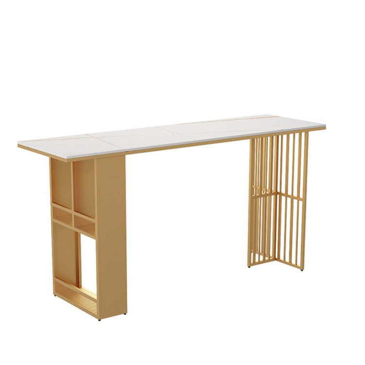 Industrial Rectangle Bar Height Table Double Pedestal Bar Table with Storage