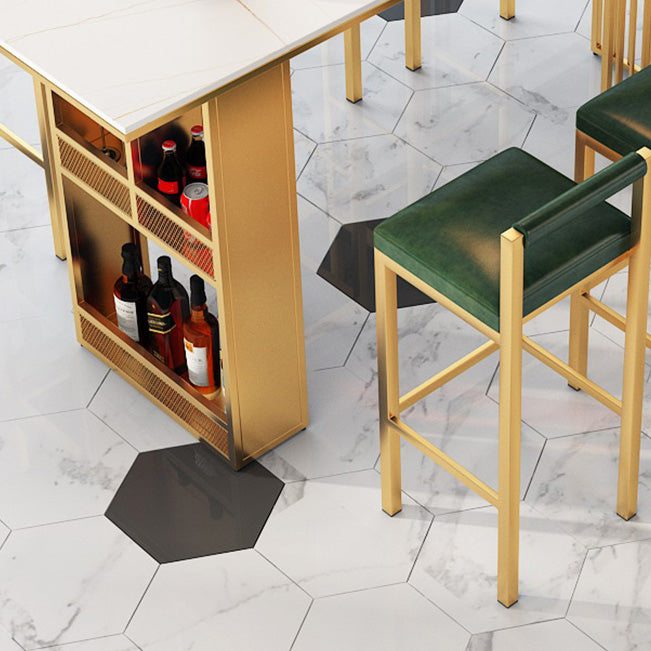 Industrial Rectangle Bar Height Table Double Pedestal Bar Table with Storage